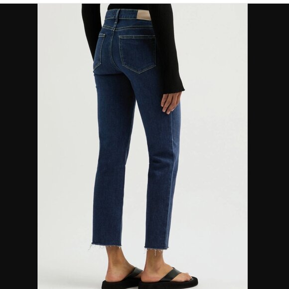 Paige Jeans Amber Crop Raw Cutoff Hem Mid Rise Dark Wash Plus Size 33x24 - Picture 1 of 8